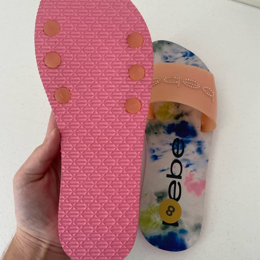 NEW Bebe women’s pink Leanna rhinestone embellished vamp slides shoes size 8 - Picture 5 of 6